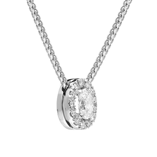 18ct White Gold .44ct Diamond Pave Oval Necklace