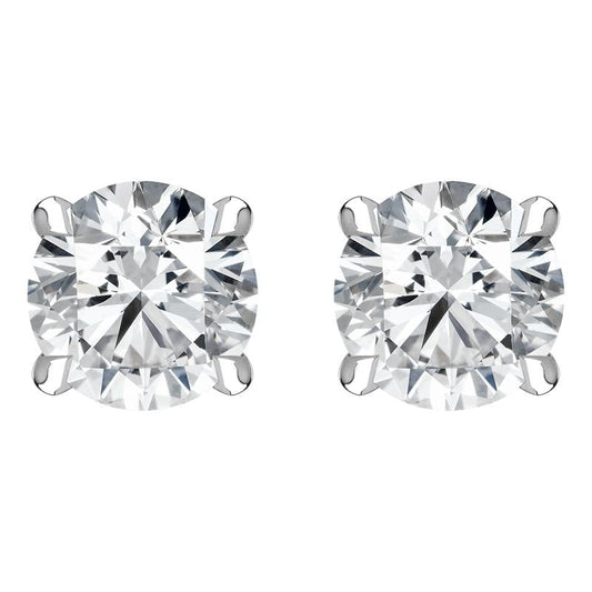 18ct White Gold .5ct Brilliant Cut Diamond Solitaire Stud Earrings