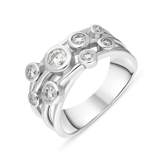 18ct White Gold .55ct Diamond Three Row Bubble Ring