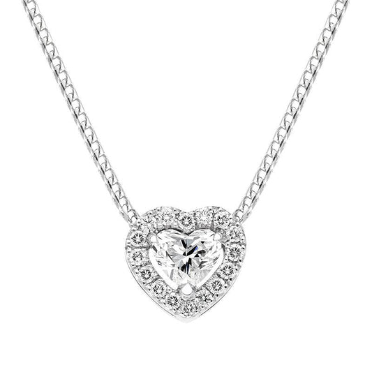 18ct White Gold .56ct Diamond Pave Heart Necklace