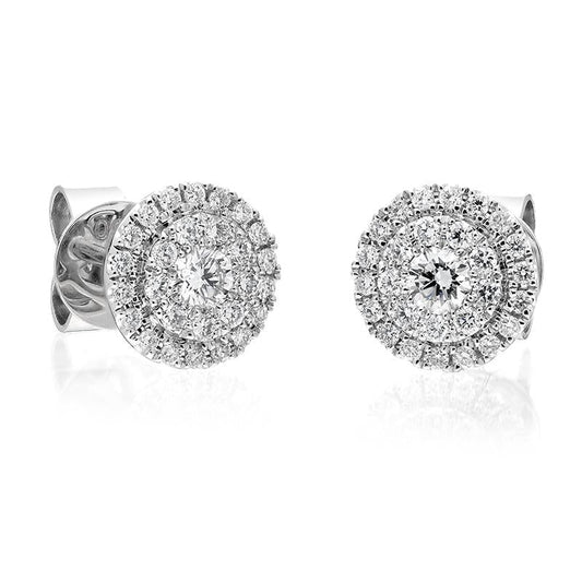 18ct White Gold .56ct Diamond Round Cluster Stud Earrings