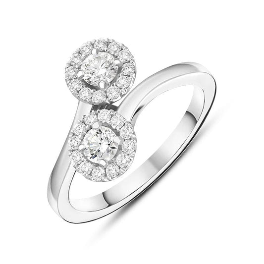 18ct White Gold .6ct Diamond Double Cross Over Ring