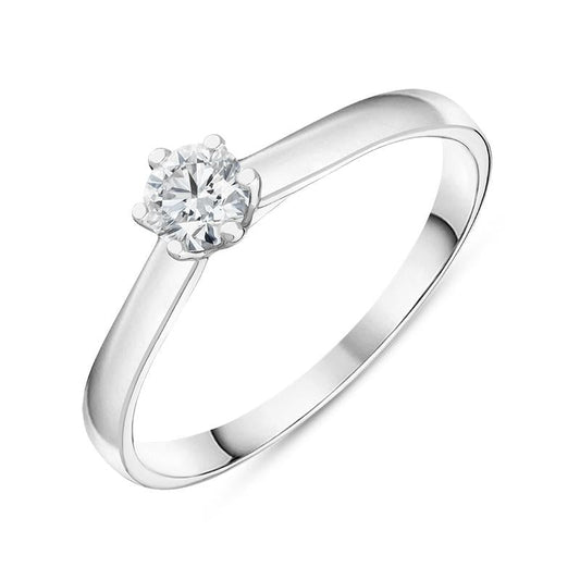 18ct White Gold Brilliant Cut .26ct Diamond Trellis Set Solitaire Ring