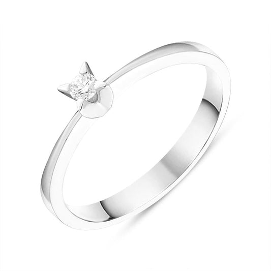 18ct White Gold Brilliant Cut Diamond Shoulder Solitaire Ring