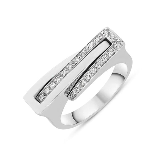 18ct White Gold Diamond Crossover Ring