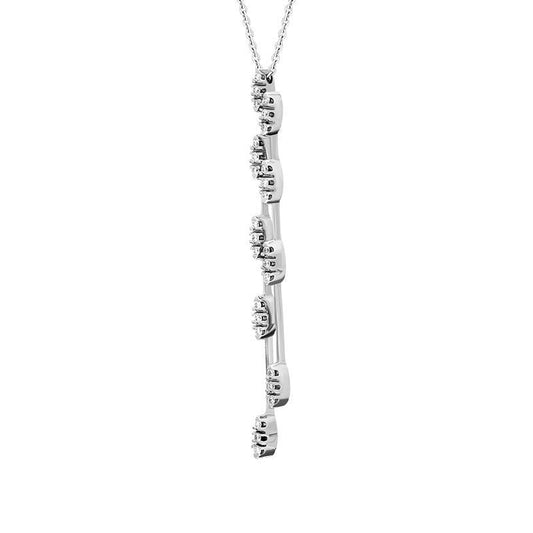 18ct White Gold Diamond Double Drop Necklace