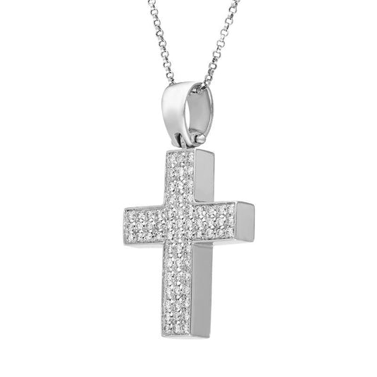 18ct White Gold Diamond Large Cross Necklace