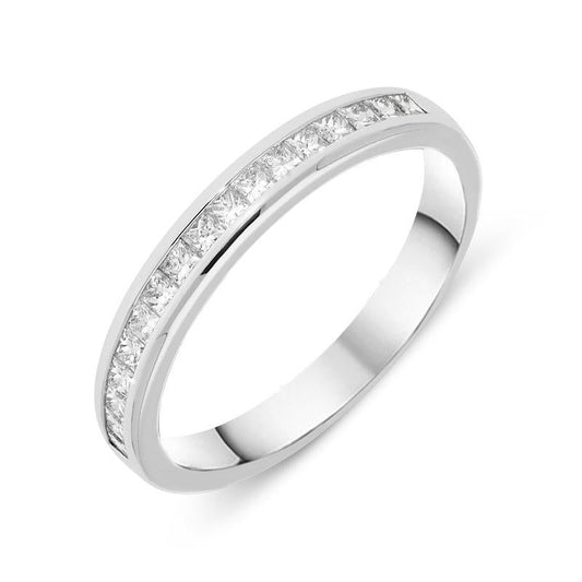 18ct White Gold Diamond Princess Cut Wedding Half Eternity Ring