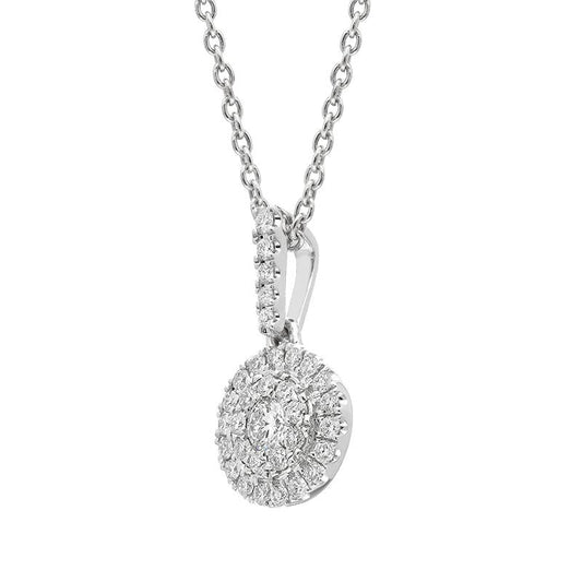 18ct White Gold Diamond Round Cluster Pendant