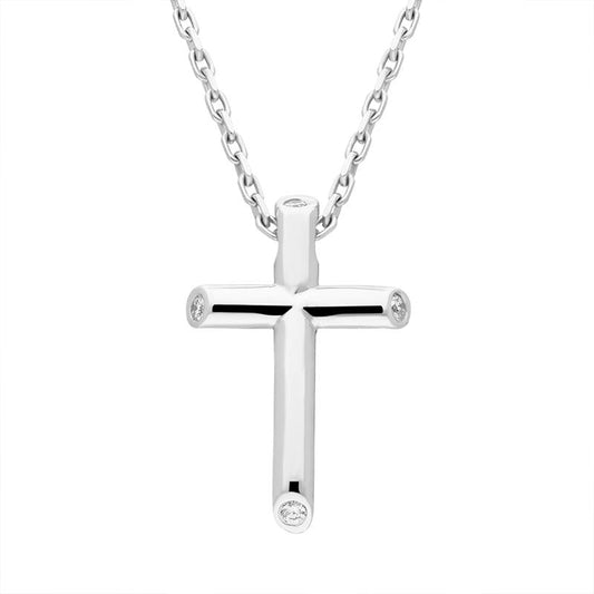 18ct White Gold Diamond Cross Necklace