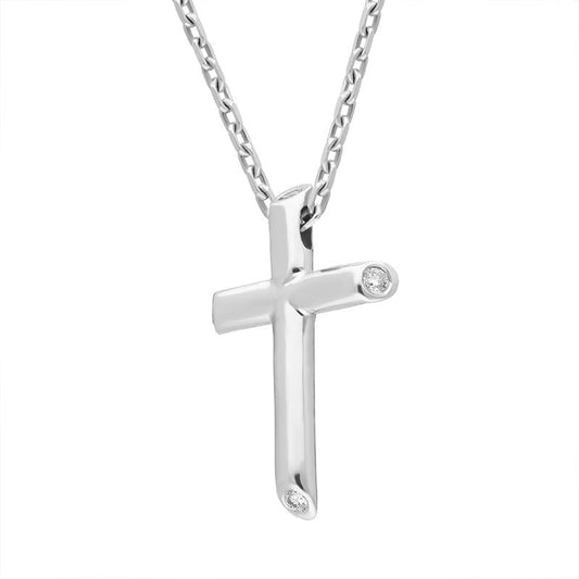 18ct White Gold Diamond Cross Necklace