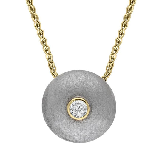 18ct White Yellow Gold Diamond Circle Pendant