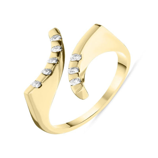 18ct Yellow Gold .17ct Diamond Double Curved Ring