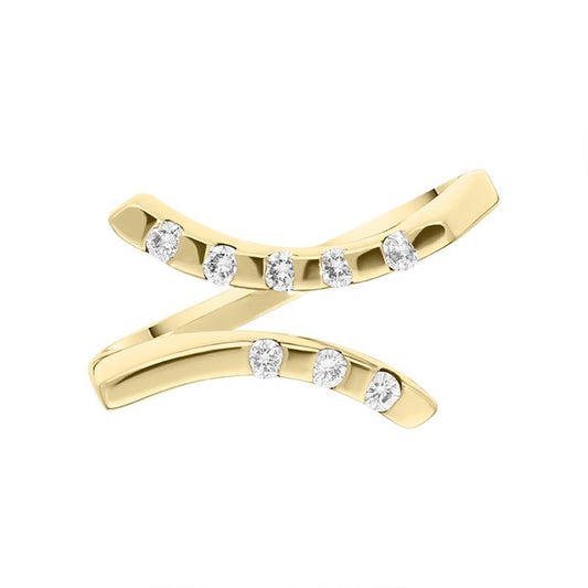 18ct Yellow Gold .17ct Diamond Double Curved Ring