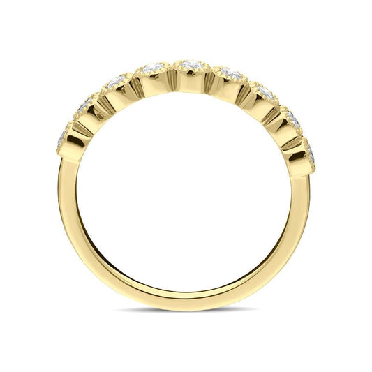 18ct Yellow Gold .27ct Diamond Bezel Set Half Eternity Ring