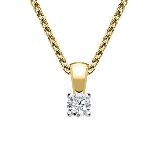 18ct Yellow Gold .28ct Diamond Brilliant Cut Solitaire Necklace