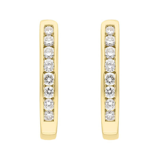 18ct Yellow Gold .3ct Diamond Channel Set Hoop Earrings