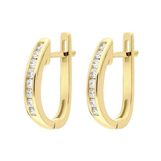 18ct Yellow Gold .3ct Diamond Channel Set Hoop Earrings