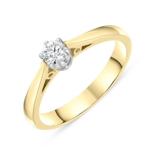 18ct Yellow Gold .3ct Diamond Platinum Claw Set Solitaire Ring D