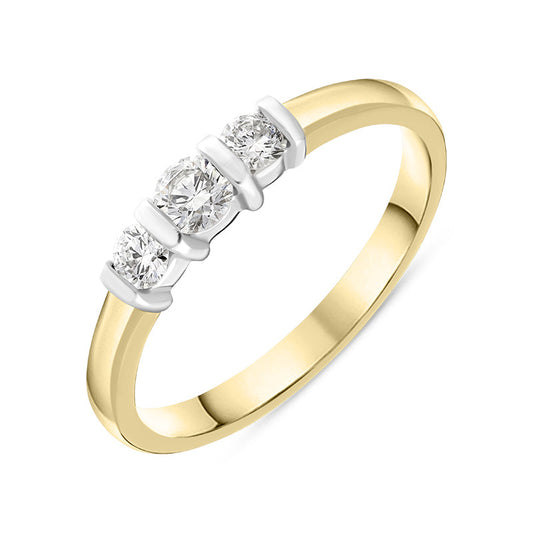 18ct Yellow Gold .35ct Diamond Trilogy Bar Set Ring