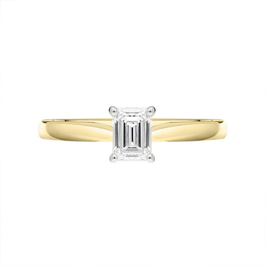 18ct Yellow Gold .51ct Diamond Emerald Cut Solitaire Ring