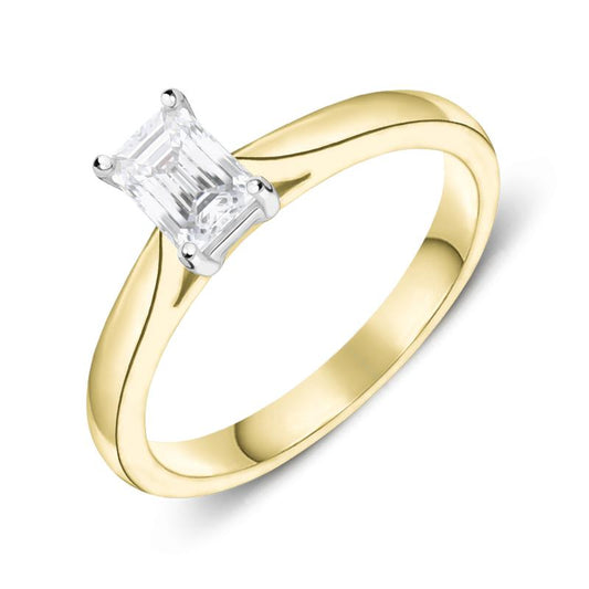 18ct Yellow Gold .51ct Diamond Emerald Cut Solitaire Ring