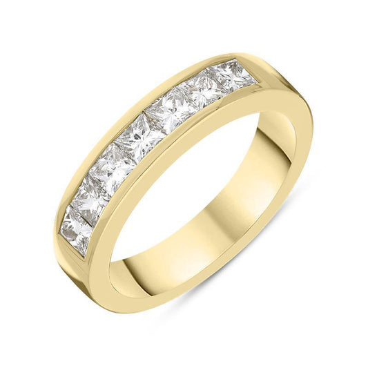 18ct Yellow Gold 1.1ct Diamond Princess Cut Wedding Half Eternity Ring