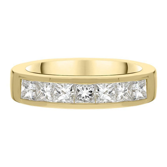 18ct Yellow Gold 1.1ct Diamond Princess Cut Wedding Half Eternity Ring