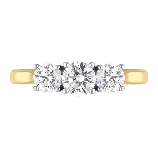 18ct Yellow Gold 1.53ct Diamond Brilliant Cut Trilogy Ring