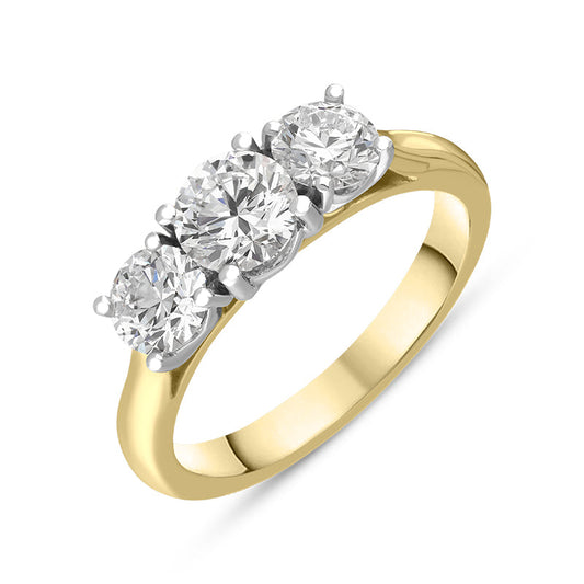 18ct Yellow Gold 1.53ct Diamond Brilliant Cut Trilogy Ring