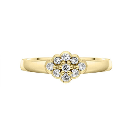 18ct Yellow Gold Diamond Rhombus Shape Cluster Style Ring