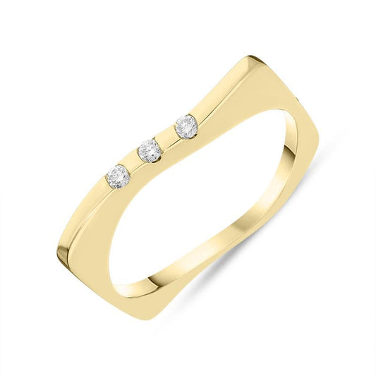 18ct Yellow Gold Diamond Single Wave Ring