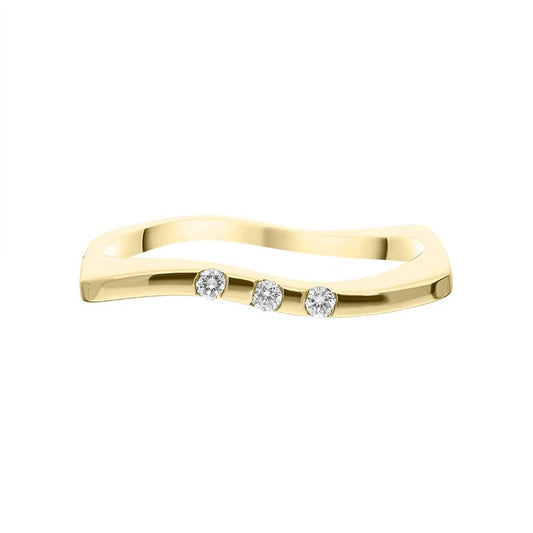 18ct Yellow Gold Diamond Single Wave Ring