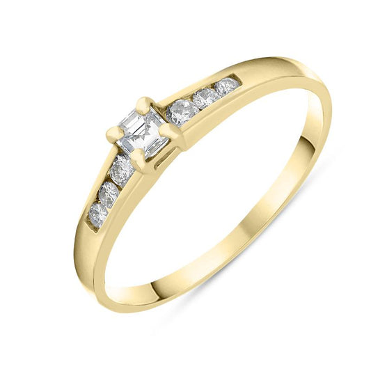 18ct Yellow Gold Princess Cut Diamond Shoulder Ring