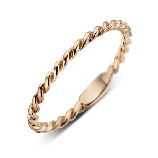 18ct Rose Gold Diamond Twisted Stacking Ring D