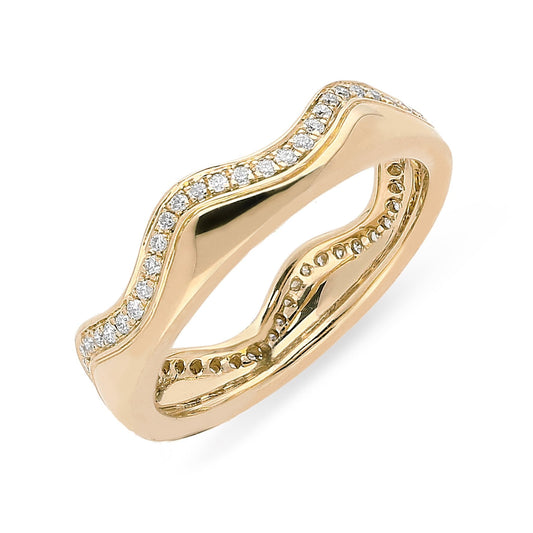 18ct Rose Gold .24ct Diamond Wave Stacking Ring