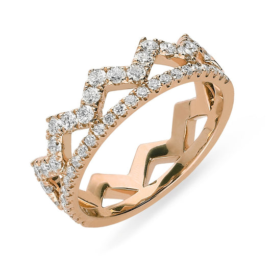 18ct Rose Gold .69ct Diamond Zigzag Stacking Ring