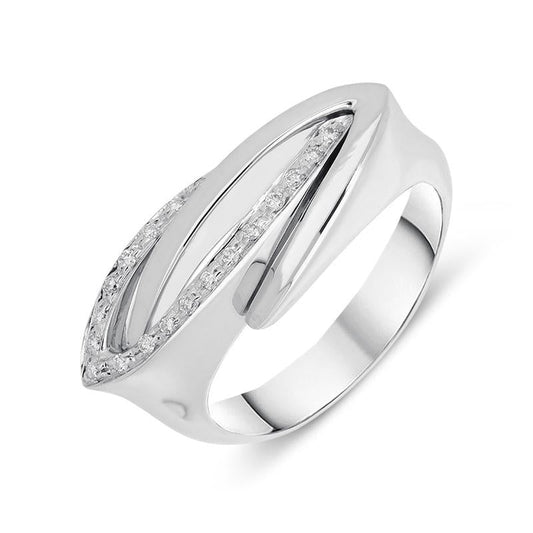 18ct White Gold .1ct Diamond Dress Ring D