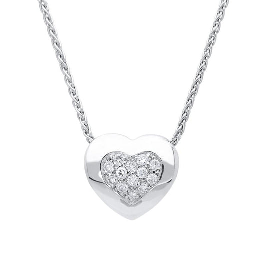 18ct White Gold .12ct Diamond Heart Necklace