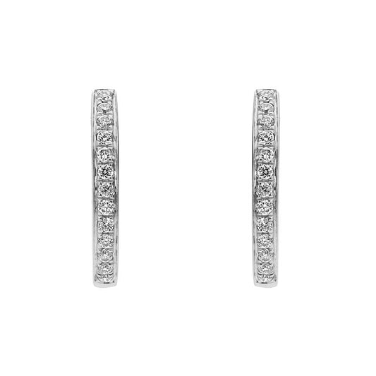 18ct White Gold Brilliant Cut .13ct Diamond Hoop Earrings