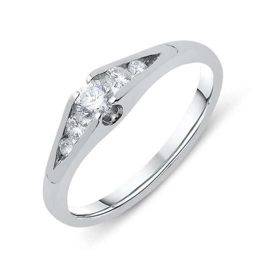 18ct White Gold .32ct Diamond Graduating Ring