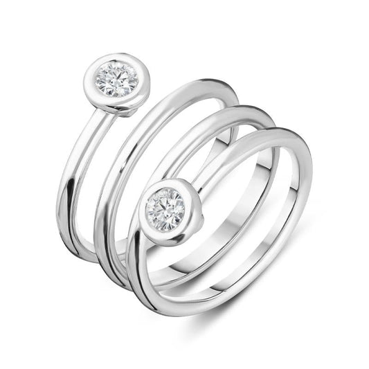 18ct White Gold .32ct Diamond Spiral Ring