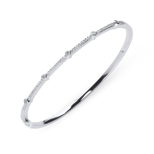 18ct White Gold .35ct Diamond Hinged Bangle