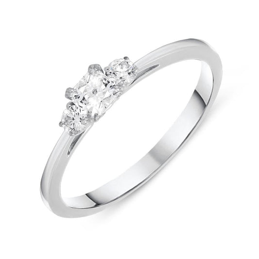 18ct White Gold .35ct Diamond Trilogy Ring