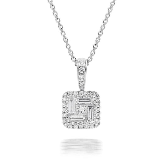 18ct White Gold .42ct Diamond Cluster Necklace