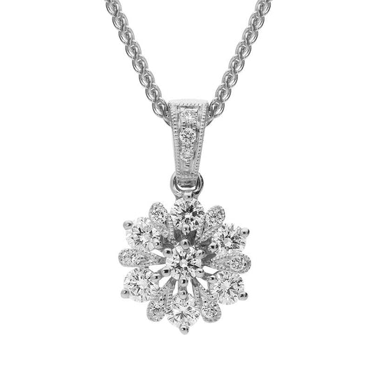 18ct White Gold .47ct Diamond Flower Necklace