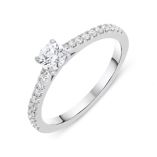 18ct White Gold .52ct Diamond Shoulder Ring