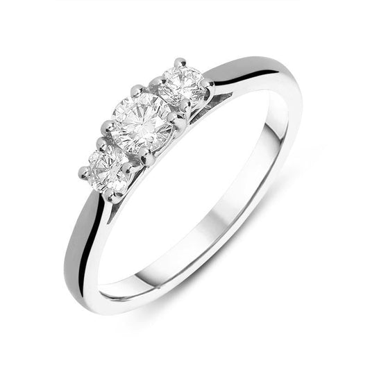 18ct White Gold .75ct Diamond Trilogy Ring