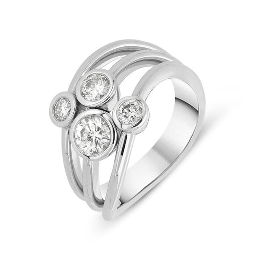 18ct White Gold .76ct Diamond Bubble Ring D