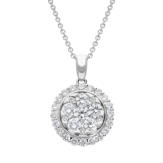 18ct White Gold .78ct Diamond Round Necklace